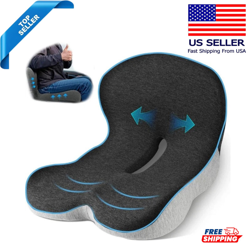 Memory Foam Seat Cushion w/Lumbar Support Pillow for Back & Sciatica Pain Relief