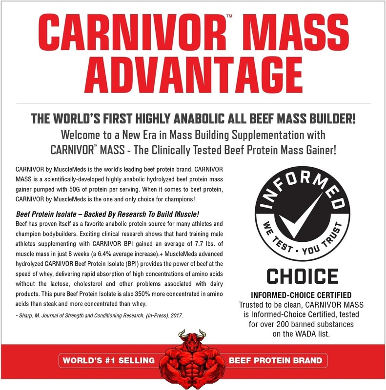 CARNIVOR Mass Gainer 6 lb – 50g Protein, 125g Carbs, Chocolate Peanut Butter gallery