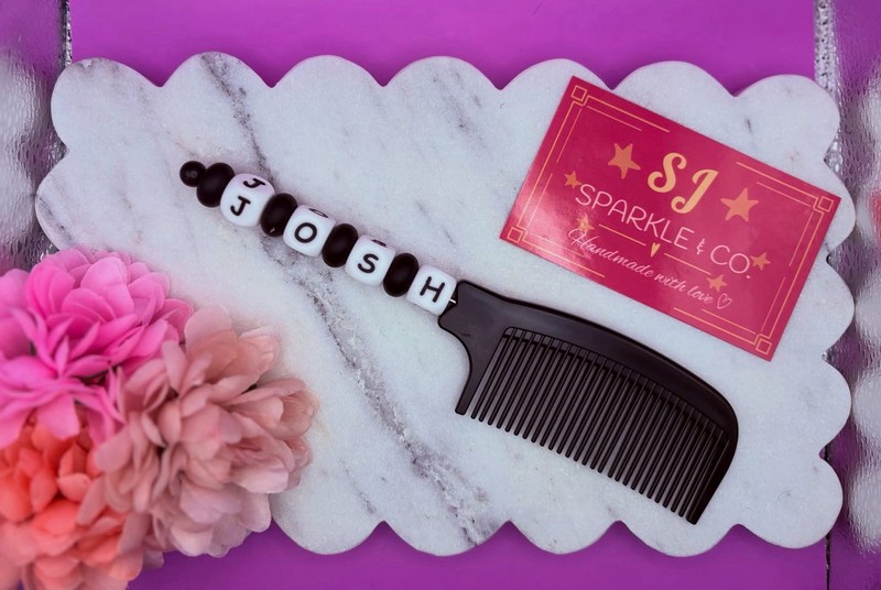 PERSONALISED NAME HAIR COMB BLACK