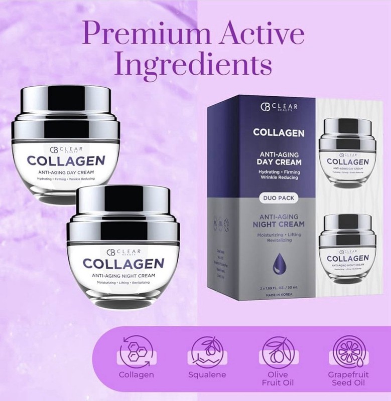 Clear Beauty Collagen Day & Night Cream Anti Aging - Duo Pack - 2x50ml gallery