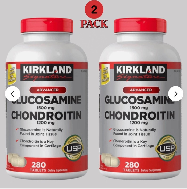 2 X Kirkland Glucosamine 1500mg Chondroitin 1200mg Tablets 280ct EXP 12/2029
