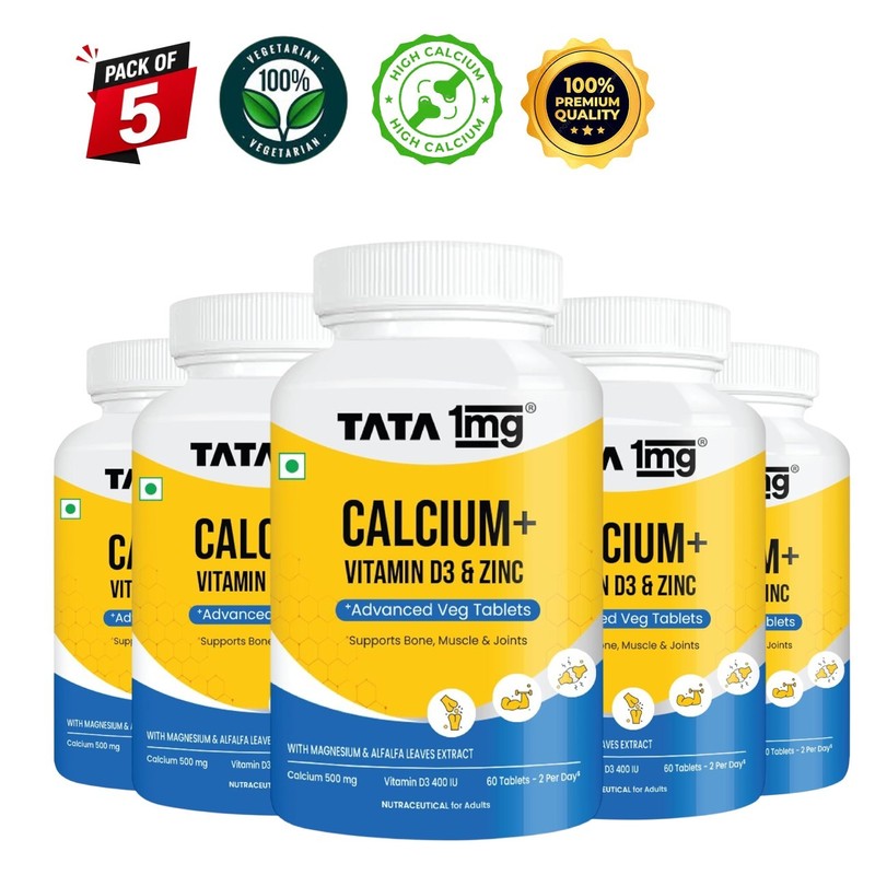 5 Pack TAT.A 1mg Calcium D3 Zinc Tablets 450 Count