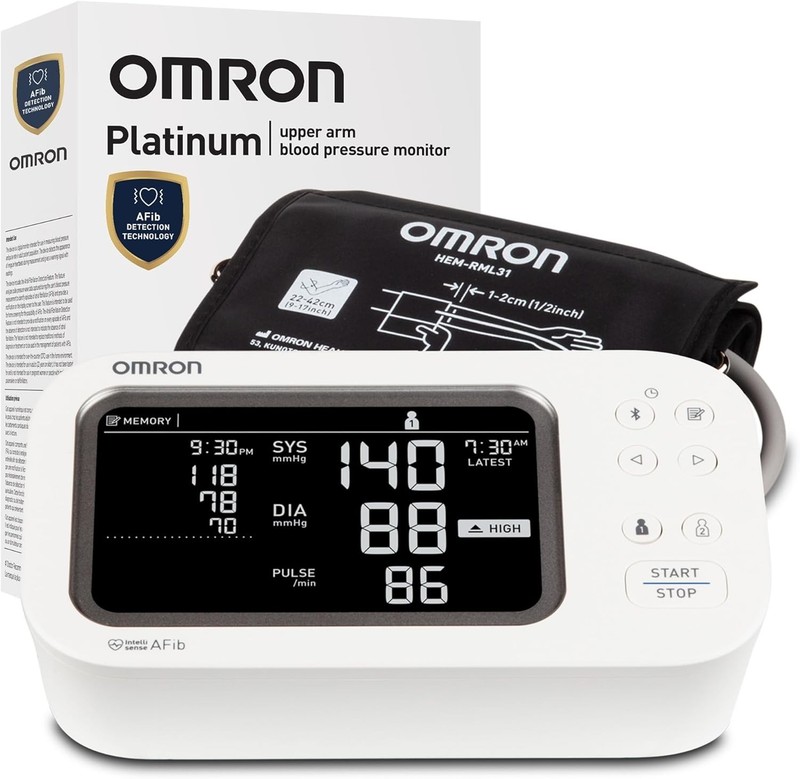 OMRON Platinum Blood Pressure Monitor, Upper Arm Cuff, Digital Bluetooth Blood P