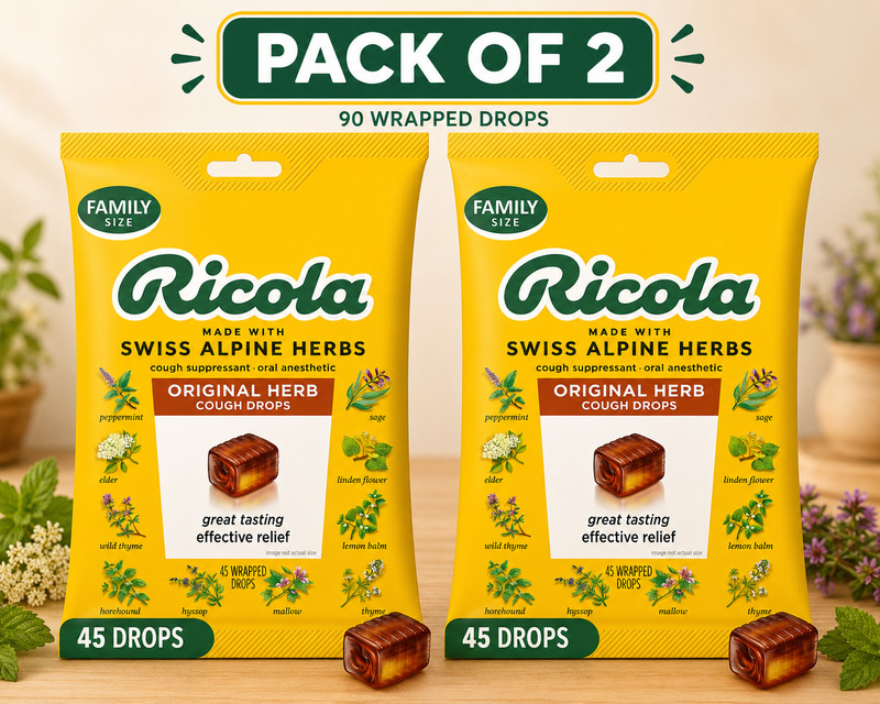 Ricola Original Herb Cough Drops 90 Count Menthol Sore Throat Relief 2Pk