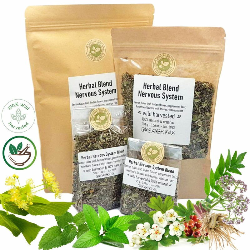 Organic Herbal Tea Blend for Nervous System Health Anti-Stress Insomnia Anxiety gallery