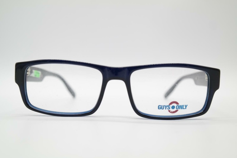 Vintage Guys Only 4050 Black Blue Silver Oval Glasses Frame NOS