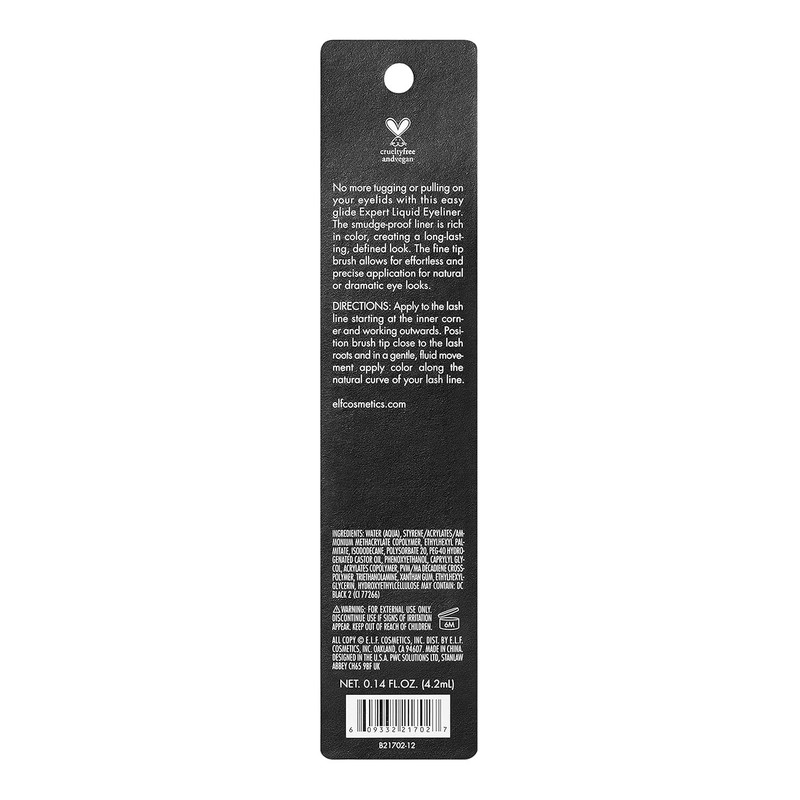 e.l.f. Liquid Eyeliner, Jet Black, Extra-Fine Brush, Smudge-Proof, 1ct gallery