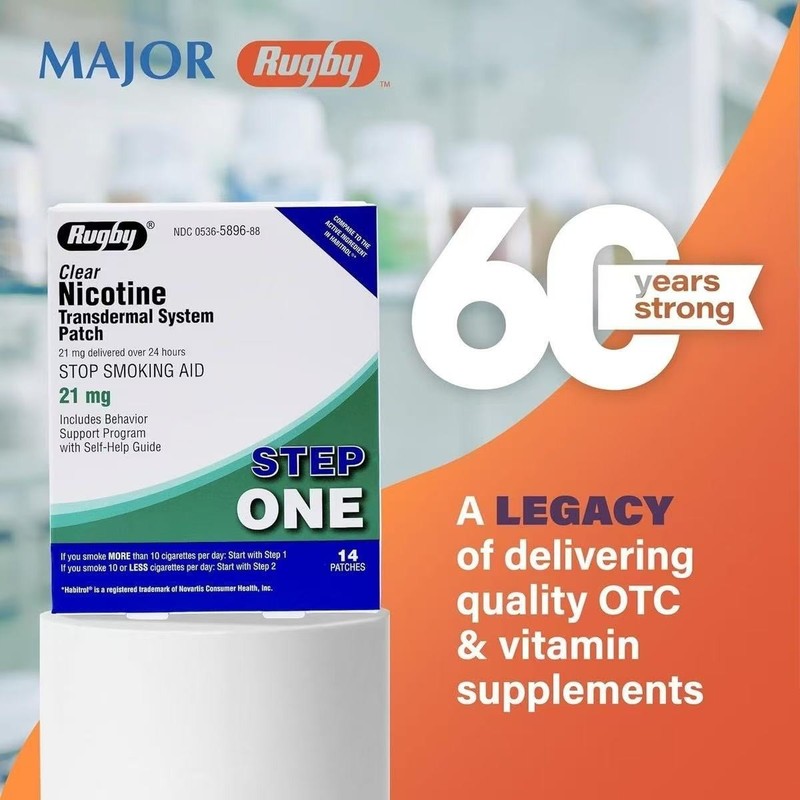 Rugby Nicotine Patches Step 1 21mg 28 Total Patches | 6 Boxes (84 Patches) gallery