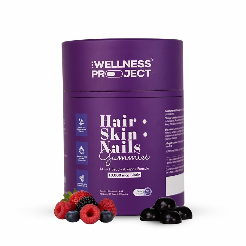 Gummies 14-in-1 with 10,000 mcg Biotin Keratin Hyaluronic Folic Acid Mixed