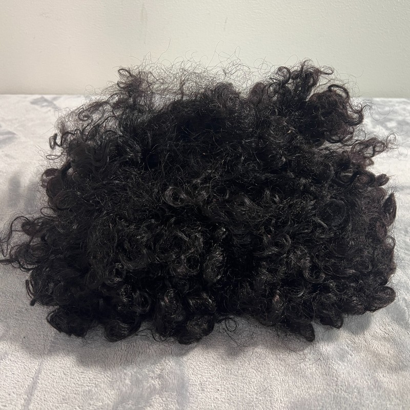 LUVME Human Hair Wig Curly Dark Brown Black With Accessories gallery