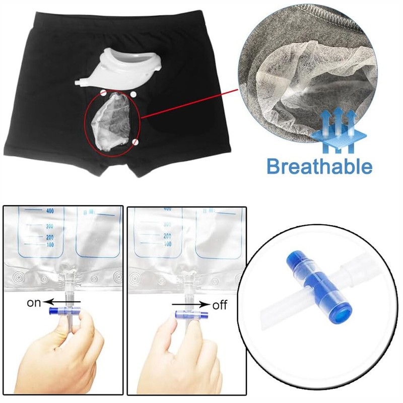 Male Wearable Incontinence Pants Urinal Leg Bag Silicone Urine Funnel Collector gallery