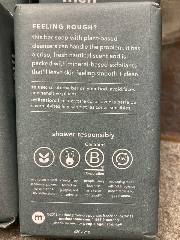 1)METHOD MENS SEA & SURF EXFOLIATING BAR SOAP 6 OZ BARS PLANT BASED DISCONTINUED gallery