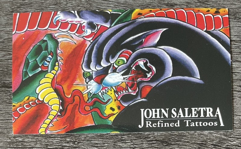 vintage JOHN SALETRA TABU TATTOO BUSINESS CARD PA