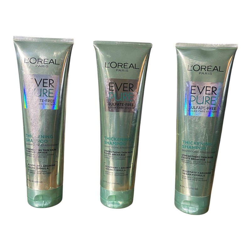 L’Oreal EverPure Thickening Shampoo Rosemary Arginine 8.5oz 3 Pack