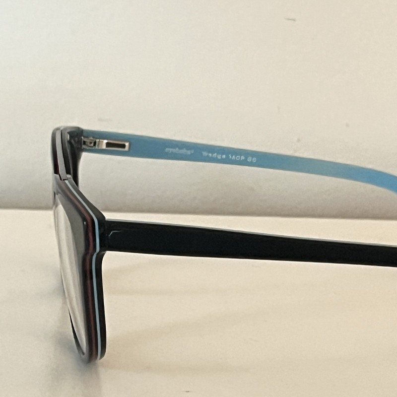 Eyebobs Double Bridge Aviator Black Stripe Blue Arms Wedge Eyeglasses Frames 160 gallery