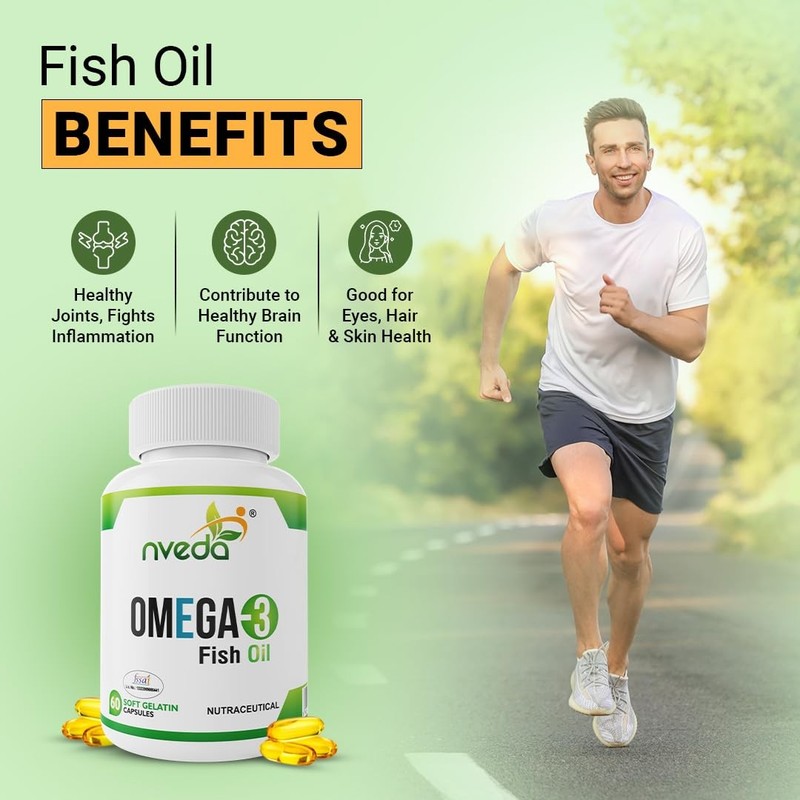 Nveda Omega 3 Fish Oil 1000mg with 180mg EPA & 120mg DHA | 60 soft capsules gallery