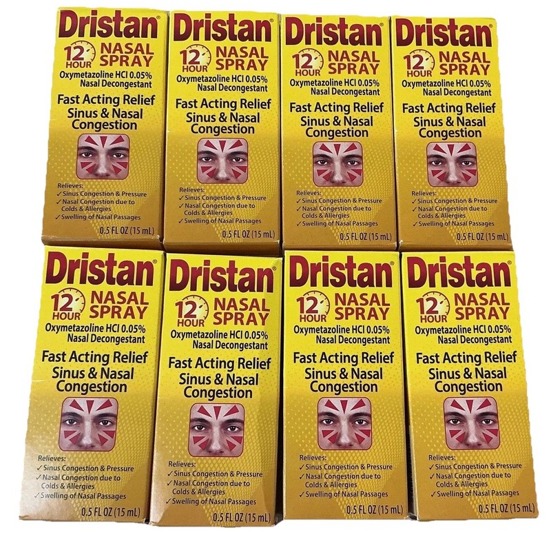8-pk. Dristan 12-Hour Nasal Spray Decongestant 0.50 oz Liquid Bottle EXP. 2028
