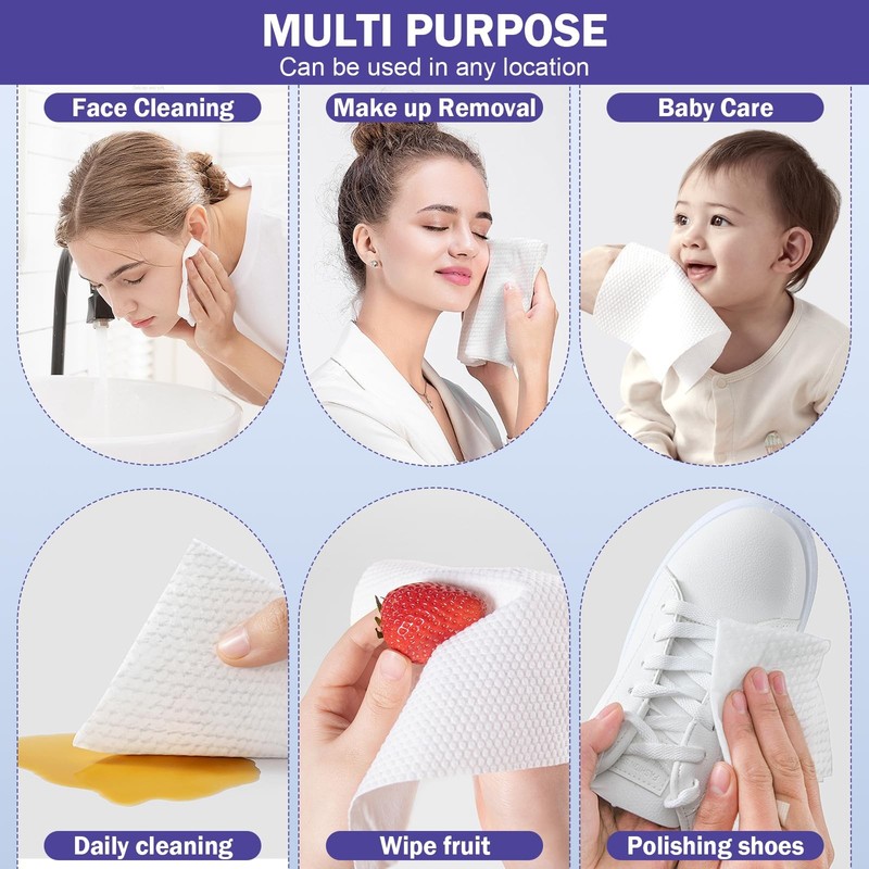 Face Towels, Disposable Face Towelette, Makeup Remover Dry Wipes 50 Count, So... gallery