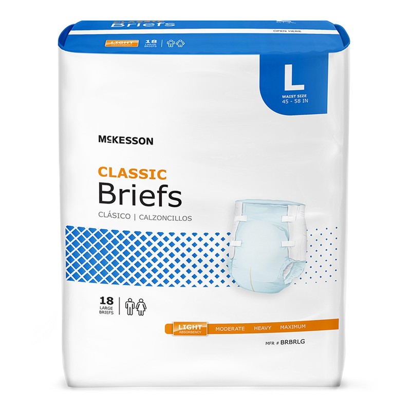72 McKesson Adult Disposable Diaper Briefs Underwear L Tab Closure Cloth-Like