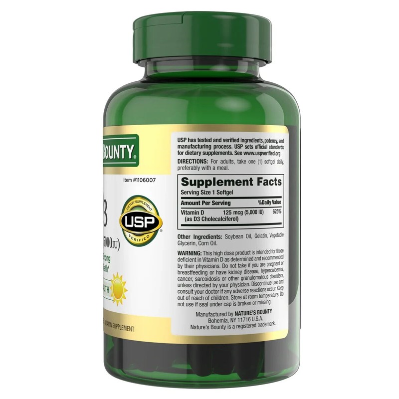 Nature’s Bounty Vitamin D3 125 mcg Suppliments 400 Softgels Exp.05/2027 or later gallery
