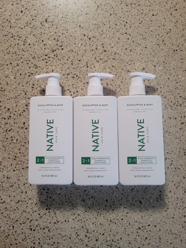 (3) Native Scalp Refreshing 2-in-1 Shampoo/Conditioner Eucalyptus Mint 16.5 oz