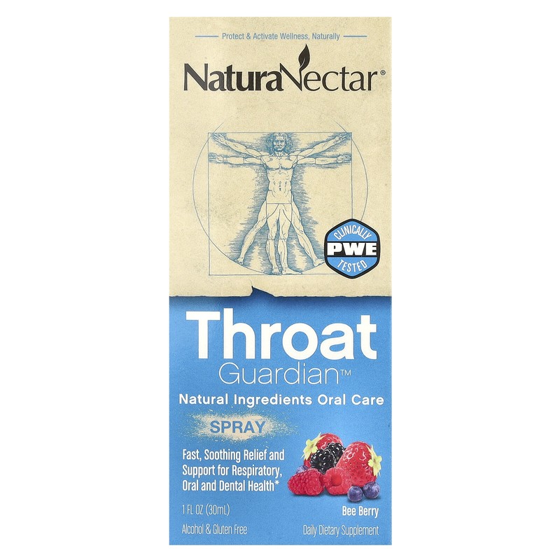 NaturaNectar Throat Guardian Spray Bee Berry 1 fl oz 30 ml Alcohol-Free,