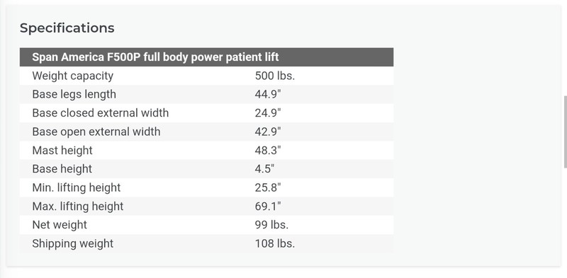 Span America F500P Full Body Power Patient Lift gallery