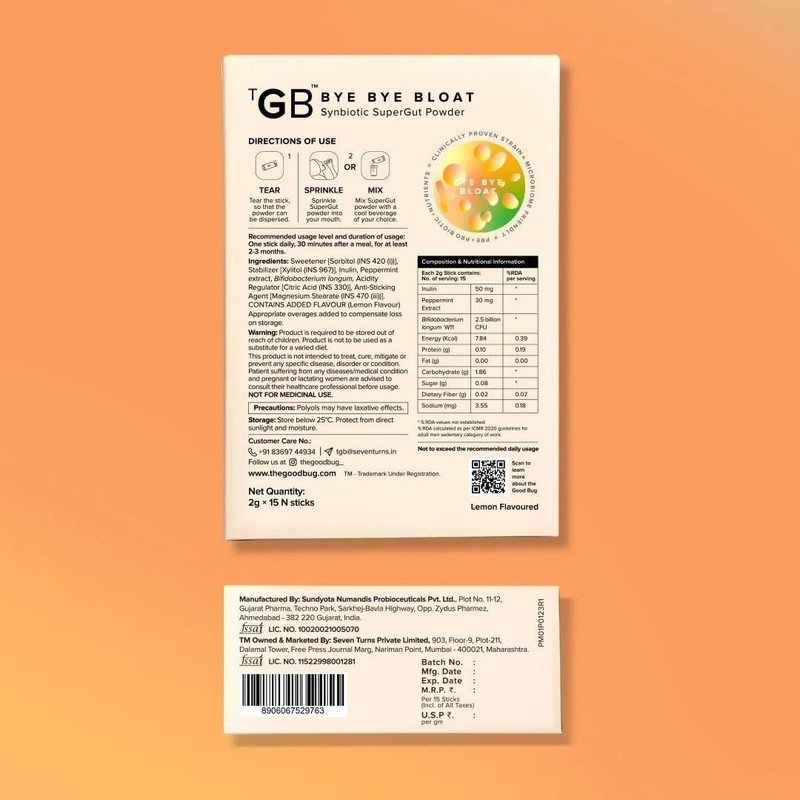 The Good Bug ByeBye Bloat SuperGut Powder 15 Sachets gallery