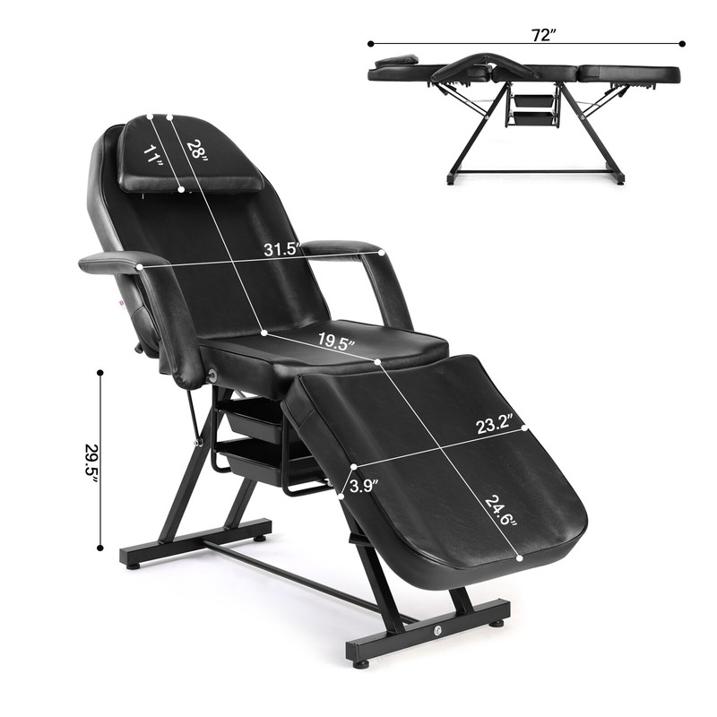 Multifunction Black Facial Bed Tattoo Salon Massage Table Beauty Spa Storage Box gallery