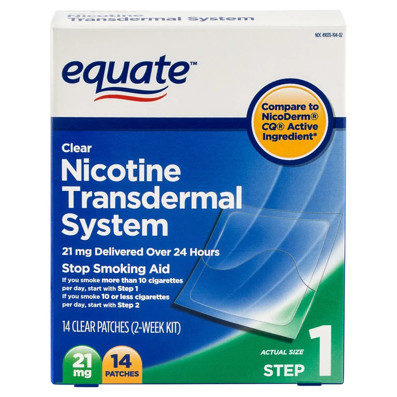Equate Stop Smoking Patch 14 Clear Patches Step 1 – 21 mg Exp 06/2026