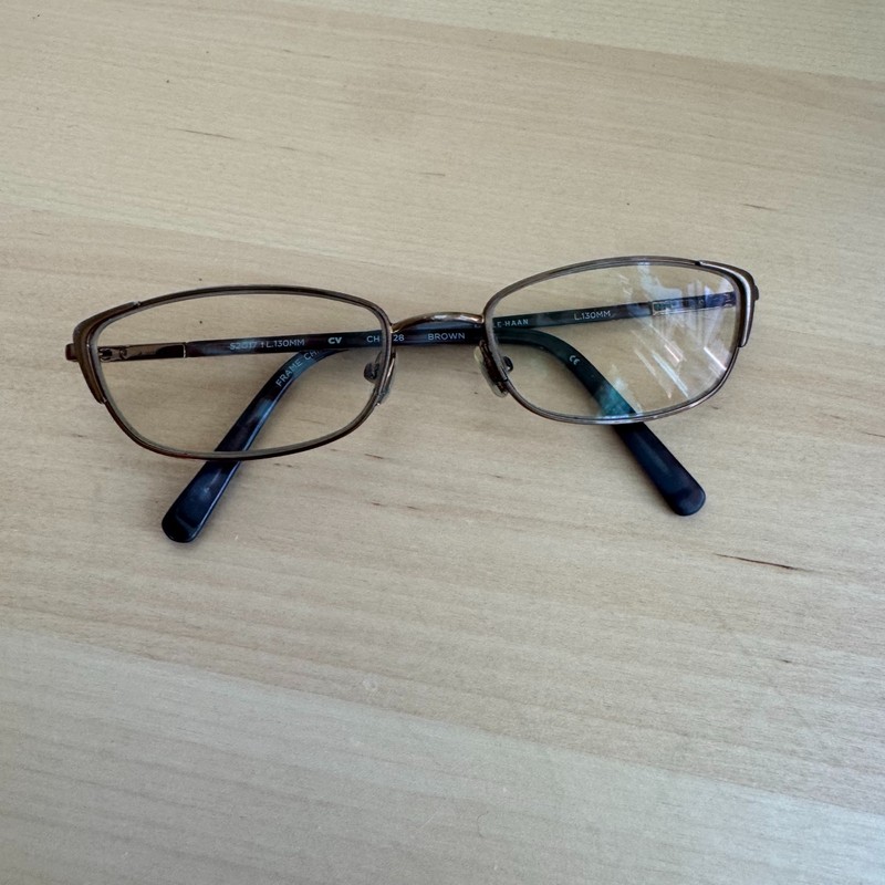 Cole Haan CH1028 Eyeglass Frames Brown Blue 52-17-130mm Rectangular Metal Unisex