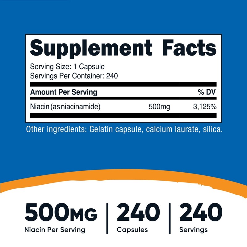 Nutricost Niacinamide (Vitamin B3) 500mg, 240 Capsules - Flush Free, Gluten Free gallery
