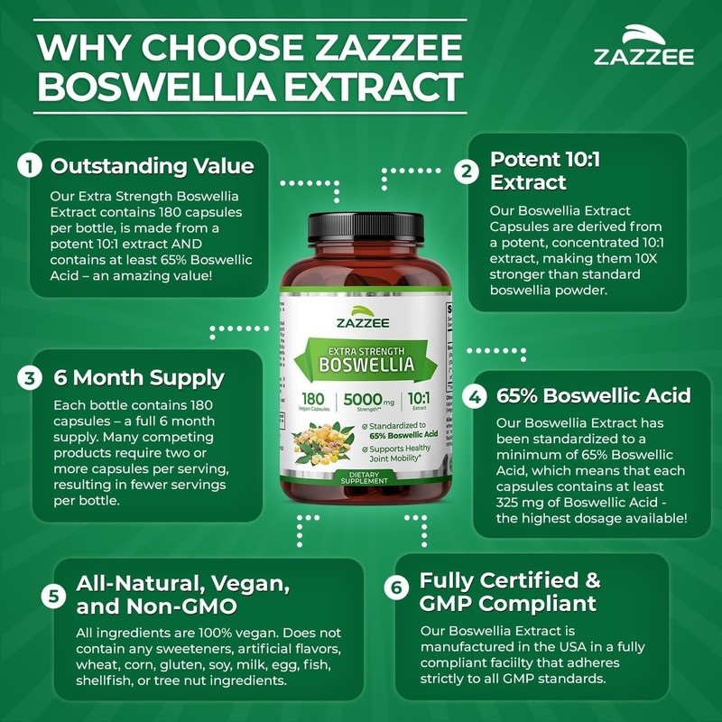 Extra Strength Boswellia 10:1 Extract - 180 Capsules for Joint Comfort gallery