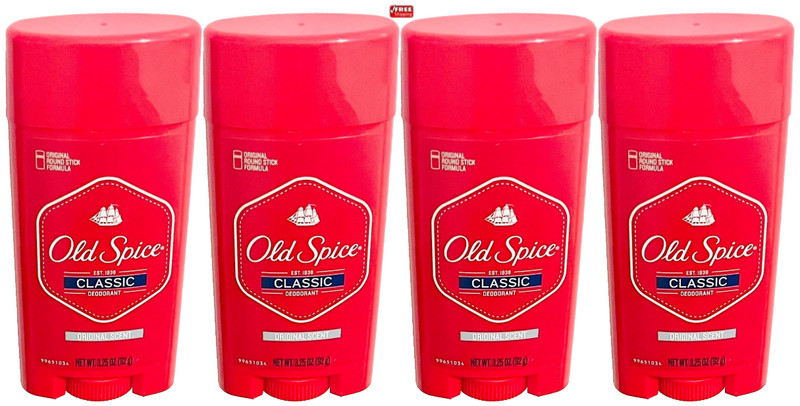 Old Spice Classic Original Scent Round Stick Formula Deodorant 3.25oz -Pack of 4