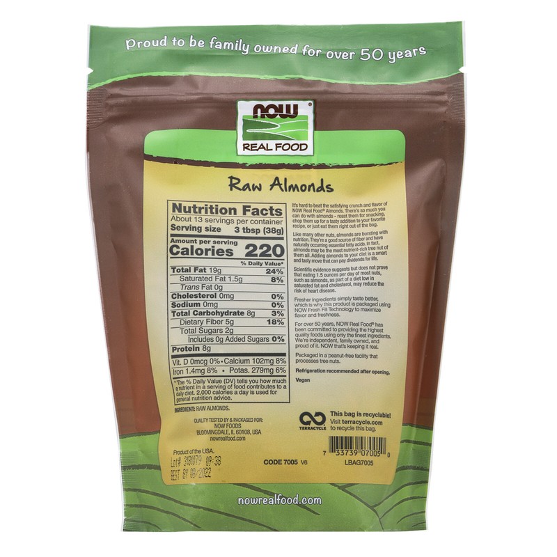 NOW FOODS Almonds Raw & Unsalted 16 oz gallery