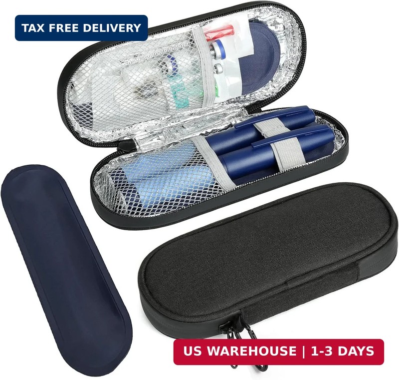Insulin Pen Cooler Travel Case with 2 Reusable TSA Approved Ice Packs, Diabetic