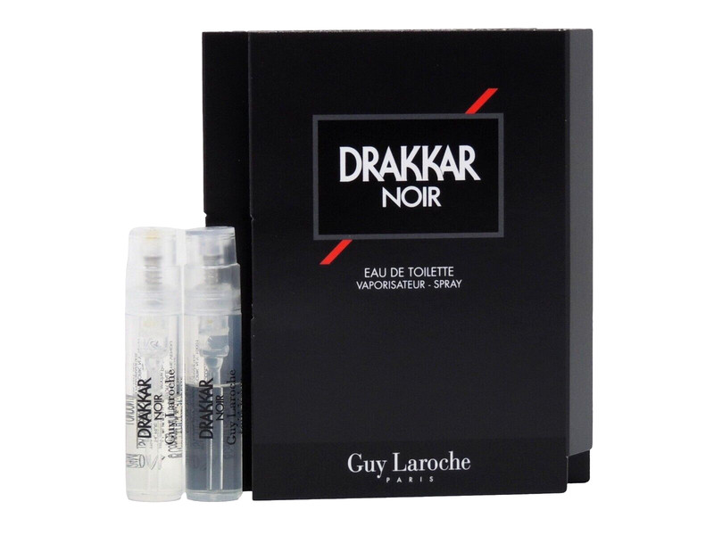 GUY LAROCHE DRAKKAR NOIR EDT 1.2ml .04fl oz x 2 COLOGNE SPRAY SAMPLE VIALS