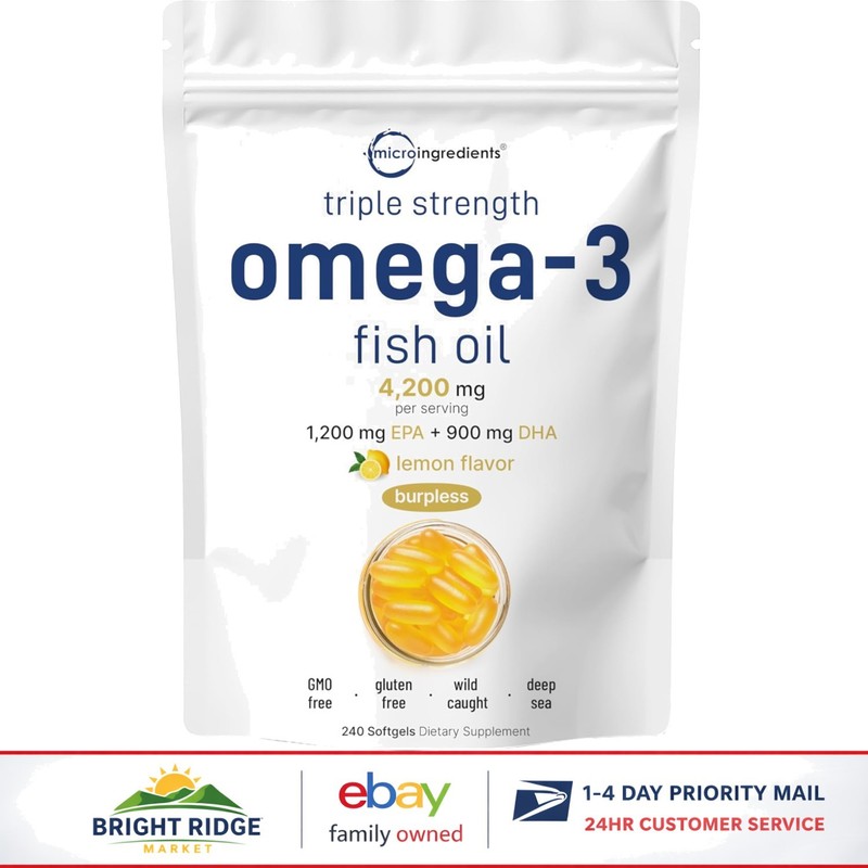 Triple Strength 4200mg Omega 3 Softgels, Supports Heart and Bone Health