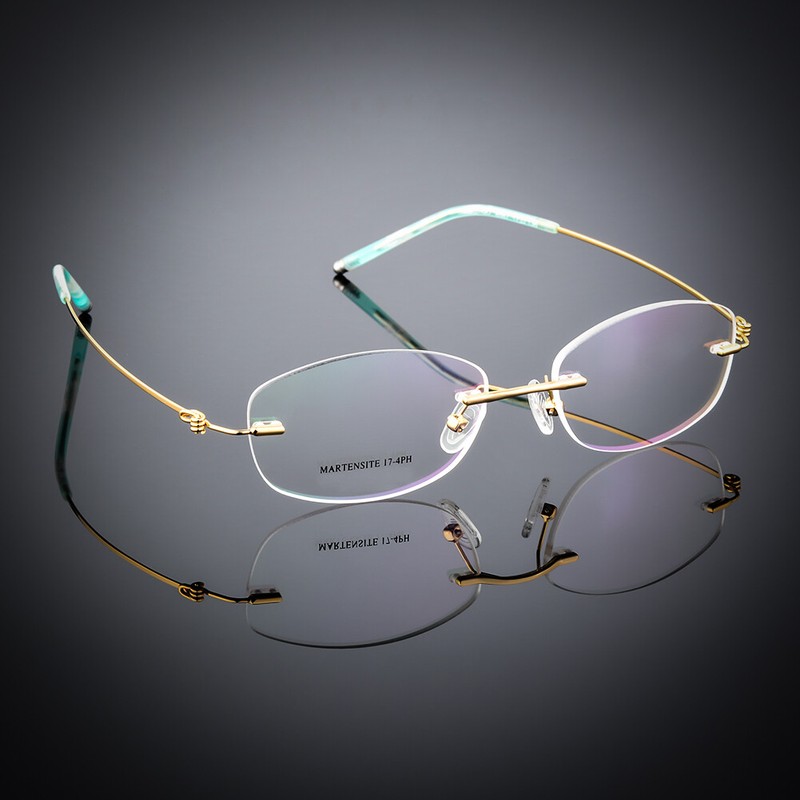 Women Rimless Metal Polycarbonate UV+420cut Blue Light Blocking Reading Glasses gallery