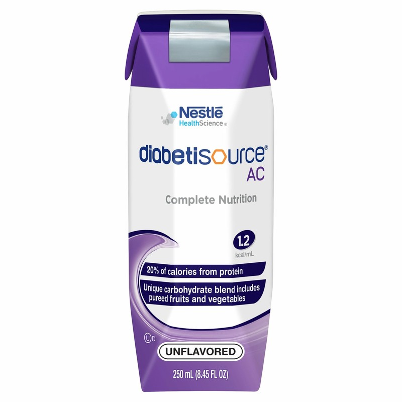 Nestle Diabetisource AC Tube Feeding Formula Unflavored 250 mL Carton 24 Ct