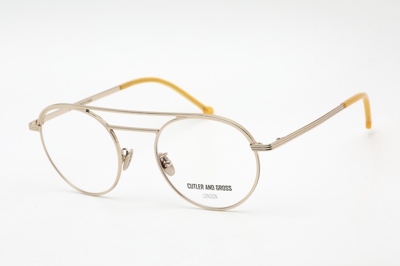 NEW CUTLER AND GROSS CG1269 011 SILVER/YELLOW/METALIC 50MM AUTHENTIC EYEGLASSES