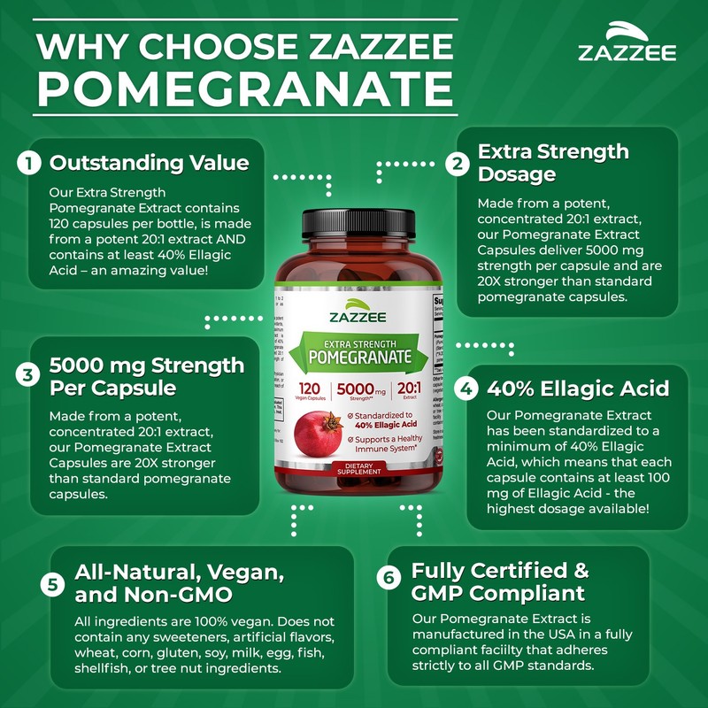 Extra Strength Pomegranate 20:1 Extract 40% Ellagic Acid, 500 mg, 120 Vegan Caps gallery