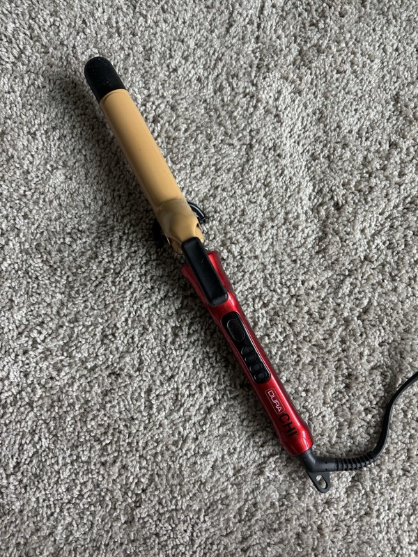 CHI DURA 1 in Ceramic Curling Iron, Adjustable Heat 410°F, Red/Gold