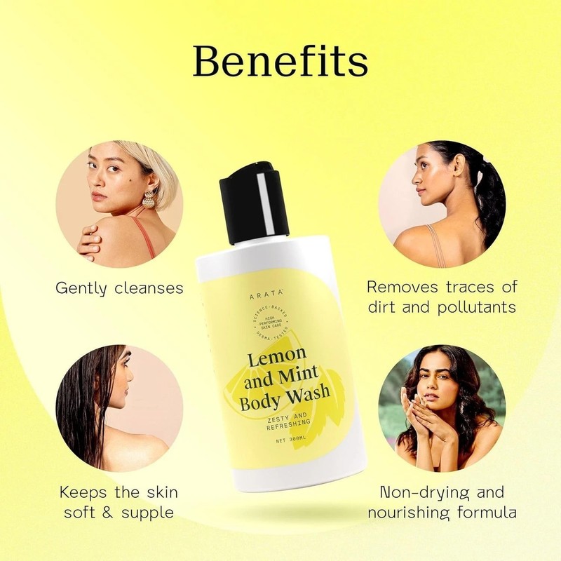 Arata Lemon Mint & Hyaluronic Acid Body Wash - 300 ml gallery