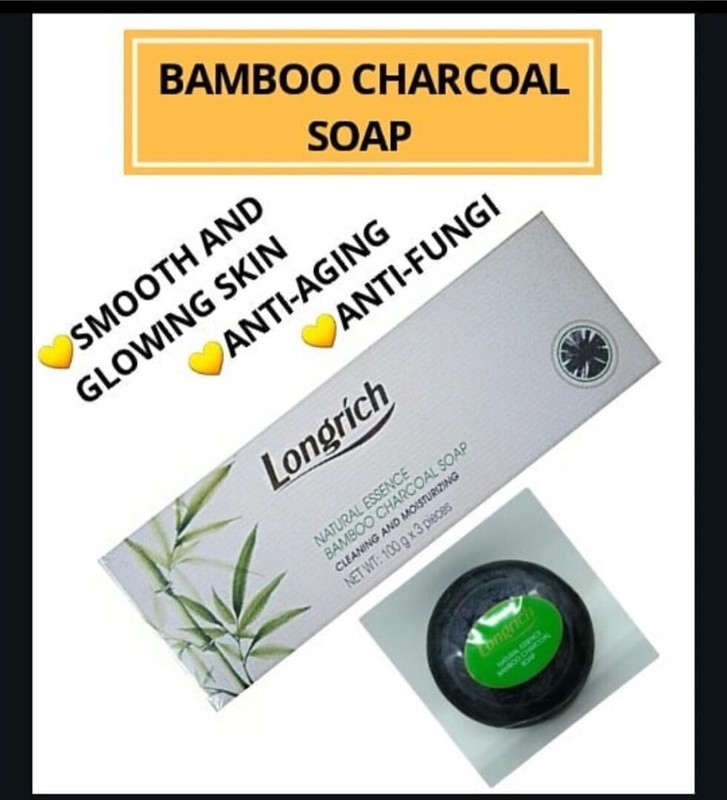 Longrich Natural Essence Bamboo Charcoal Brightening Black Soap Acne Cure 100gx3