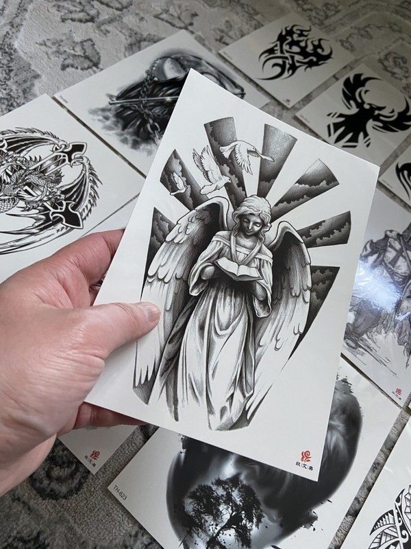 12 Sheets /Set Temporary Fake Tattoo Stickers Waterproof Eagle Wolf Arm Body Art gallery