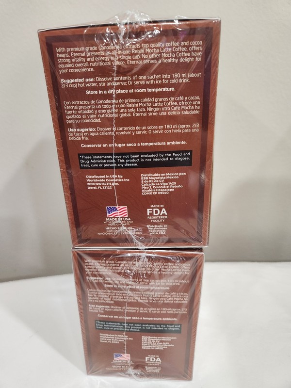 2 PACK ETERNAL REISHI MOCHA LATTE COFFE GOURMET 15 SACHETS 07/25 MADE USA SEALED gallery