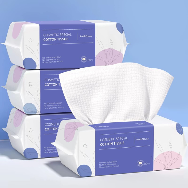 Cotton Tissue Dry Wipes – Extra Thick Biodegradable Facial Cleansing Towel Di…