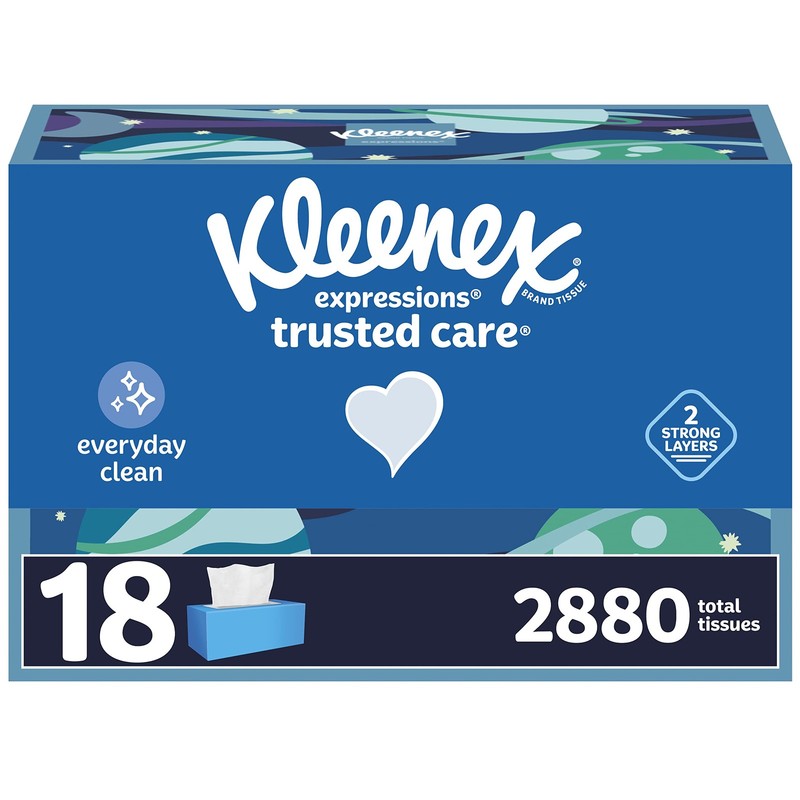 Facial Tissues Kleenex Expressions 18 Flat Boxes 1 Count 2 Ply Trusted Care