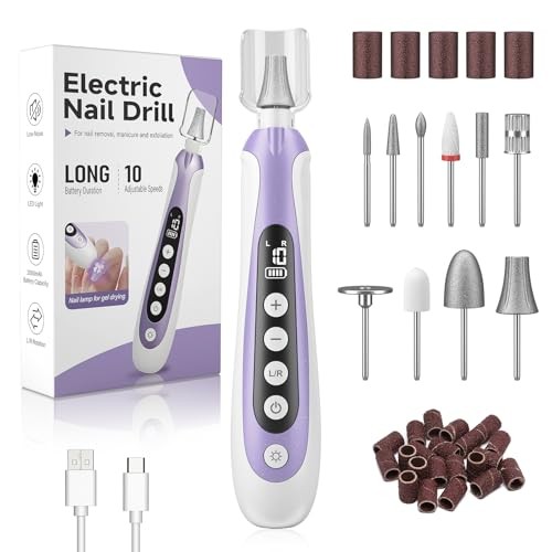 Nail Drill, Electric Nail File & 10-Speed Cordless Nail File, 10 in 1 Purple gallery